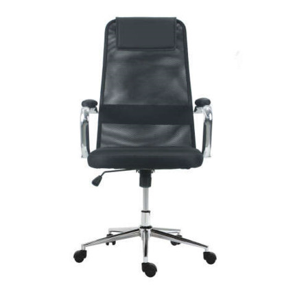 Muvip Silla Regulable con Soporte Lumbar - Base Giratoria de Acero de 320mm - Peso Maximo 100kg - Asiento Acolchado - Elevacion a Gas - Color Negro