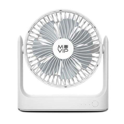 Muvip Ventilador de Sobremesa Portatil 5.5W 18cm de Diametro - 3 Velocidades - Angulo Ajustable hasta 360º - Autonomia hasta 15h - Color Blanco
