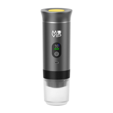 Muvip Xpresscup Cafetera Portatil - Compatible con Cafe Molido y Capsulas DG y NS - Presion de 20 Bares - Modo Caliente y Frio - Color Gris