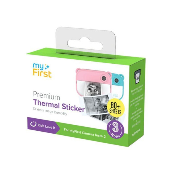 MyFirst Camera Sticker Refill - 3 Rollos de Adhesivo Termico para Imprimir de Recambio - 160 Fotos - Para Insta 20, Insta WI - S
