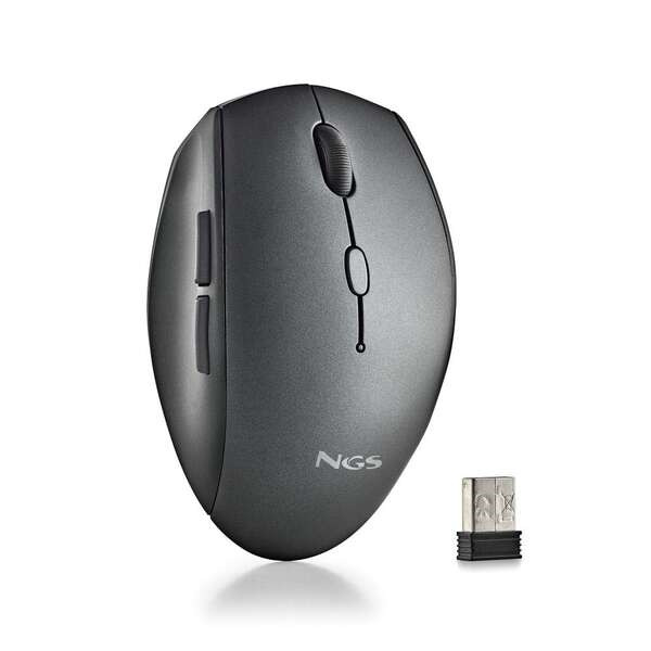NGS Raton Inalambrico Ergonomico - 5 Botones - Teclas Silenciosas - Rueda de Desplazamiento - Conexion 2.4 Ghz - dpi Ajustables