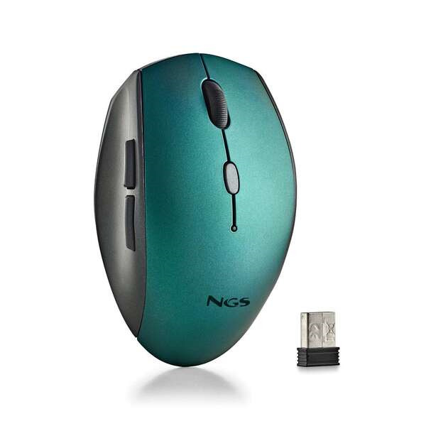 NGS Raton Inalambrico Ergonomico para Portatiles y Ordenadores - 5 Botones y Rueda de Desplazamiento - Teclas Silenciosas - Colo