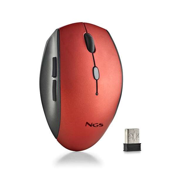 NGS Raton Inalambrico Ergonomico para Portatiles y Ordenadores - 5 Botones y Rueda de Desplazamiento - Teclas Silenciosas - Colo