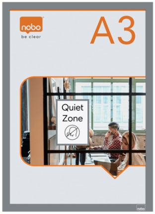 Nobo Pack de 2 Marcos Autoadhesivos Magneticos en Formato A3 - Colocacion en Vertical u Horizontal - Marco de Color Plateado