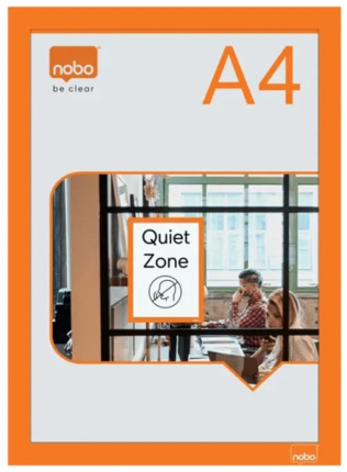 Nobo Pack de 2 Marcos Autoadhesivos Magneticos en Formato A4 - Colocacion en Vertical u Horizontal - Marco de Color Naranja