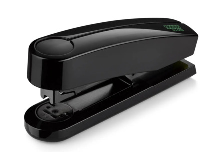 Novus B4 re+new Grapadora de Sobremesa - Fabricada con Plastico Reciclado - Hasta 40 Hojas - Grapado Abierto, Cerrado y Clavado - Incluye 200 Grapas - Color Negro