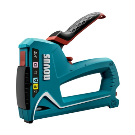 Novus J17 Clavadora/Grapadora - Para Grapas de 6 a 14mm y Clavos de hasta 16mm - Cambio de Grapa Mediante Mecanismo de Desplazamiento - Bloqueo del Mango - Indicador de Cantidad de Grapas Restante