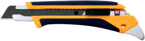 Olfa L5-AL Cutter Grande con Agarre Antideslizante - Bloqueo Automatico - Pua de Metal Duro - Canal de Acero Inoxidable - Uso Am