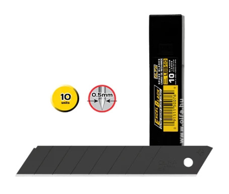 Olfa Pack de 10 Cuchillas de Respuesto Negras para Cutters Olfa - 8 Segmentos - Ancho 18mm
