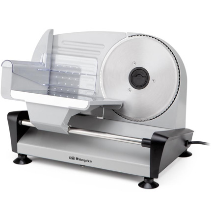 Orbegozo MS 4580 Cortafiambres Profesional - Potente y Seguro Corte de Fiambres - Cuchilla de Acero Inoxidable Extraible - Ajuste de Grosor de Corte - Facil Limpieza - Practico y Compacto