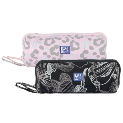 Oxford Dream Tech Estuche Portatodo Redondo - Apertura Total - 8 Compartimentos - Goma Kangoo Acoplable a Cuadernos y Carpetas - Asa de Transporte - DiseÃ±os Animal Print y Floral Print