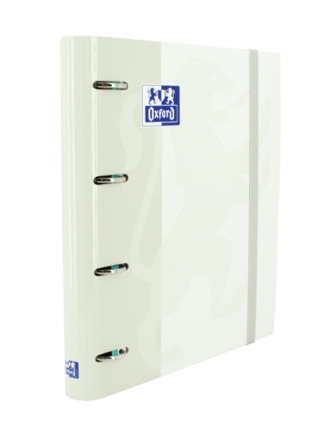 Oxford Europeanbinder Classic A4+ Carpeta de Anillas con Recambio Cuadricula 5x5 - Tapa Extradura - Cierre con Goma Elastica - Color Blanco
