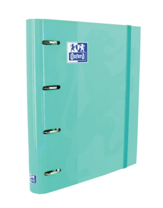 Oxford Europeanbinder Classic A4+ Carpeta de Anillas con Recambio Cuadricula 5x5 - Tapa Extradura - Cierre con Goma Elastica - Color Ice Mint