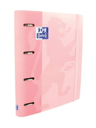 Oxford Europeanbinder Touch A4+ Carpeta de Anillas con Recambio Cuadricula 5x5 - Tapa Extradura - Cierre con Goma Elastica - Color Flamingo Pastel