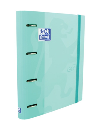 Oxford Europeanbinder Touch A4+ Carpeta de Anillas con Recambio Cuadricula 5x5 - Tapa Extradura - Cierre con Goma Elastica - Color Ice Mint Pastel