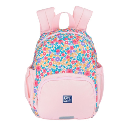 Oxford Floral Mochila Infantil 8.5L - 2 Bolsillos Laterales con Goma Eslastica - Espalda Acolchada Ergonomica - Elementos Reflectantes - Asas Acolchadas y Ajustables - Material Repelente al Agua - Color Rosa