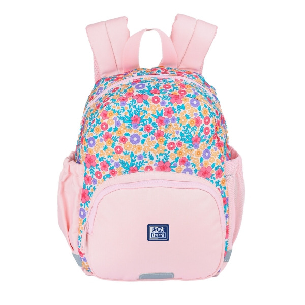 Oxford Floral Mochila Infantil 8.5L - 2 Bolsillos Laterales con Goma Eslastica - Espalda Acolchada Ergonomica - Elementos Reflec