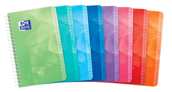 Oxford Lagoon Indice Alfabetico Espiral 50 Hojas Cuadricula 5x5 - Tamaño 11x17cm - Tapa de Plastico Resistente - Organiza tus D