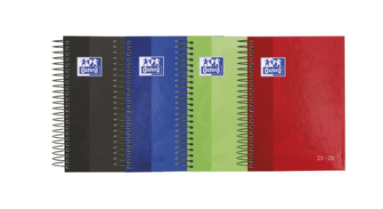 Oxford School Agenda Escolar 25/26 Espiral Semana Vista - Tamaño 4º - Tapa Extradura Peliculado Brillante - Esquinas Microperforadas - Espacio para Notas - Colores Surtidos