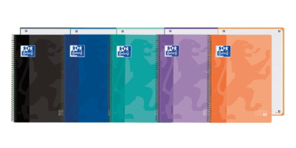Oxford School Classic Europeanbook 1 Cuaderno A4+ 80 Hojas Microperforadas Cuadricula 5x5mm - Tapa de Plastico Translucido - Colores Surtidos