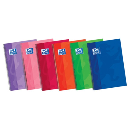 Oxford School Classic Write&Erase FÂº Cuaderno Espiral - Tapa Extradura Resistente - 1 Linea con Margen - 80 Hojas - Colores Surtidos