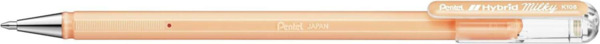 Pentel Hybrid Milky Boligrafo de Bola - Punta Fina 0.8mm - Trazo 0.4mm - Tinta de Gel Opaca - Color Naranja Pastel