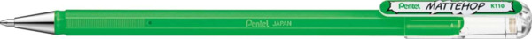 Pentel Mattehop Boligrafo de Bola - Punta 1mm - Trazo 0.5mm - Tinta de Gel Opaca - Fabricado con 55% de Materiales Reciclados -