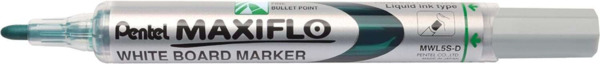 Pentel Maxiflo Rotulador para Pizarra Blanca - Punta de Bala - Ancho de Linea 2mm - Regulacion del Flujo de Tinta - 50% de Mater
