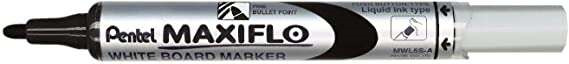 Pentel Maxiflo Rotulador para Pizarra Blanca - Regulacion del Flujo de Tinta - Punta de Bala - Ancho de Linea 2mm - 50% de Mater