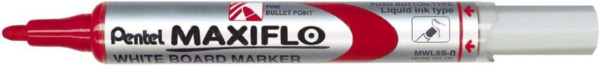 Pentel Maxiflo Rotulador para Pizarra Blanca - Regulacion del Flujo de Tinta - Punta de Bala - Ancho de Linea 2mm - 50% de Mater