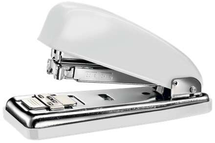 Petrus 226 WOW Grapadora Metalica + Caja de 200 Grapas - Hasta 30 Hojas - Grapado Cerrado, Abierto y Clavado - Color Blanco Meta