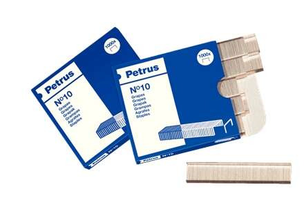Petrus Caja de 1000 Grapas NÂº10 Galvanizadas - Hasta 10 Hojas - Patilla de 4mm