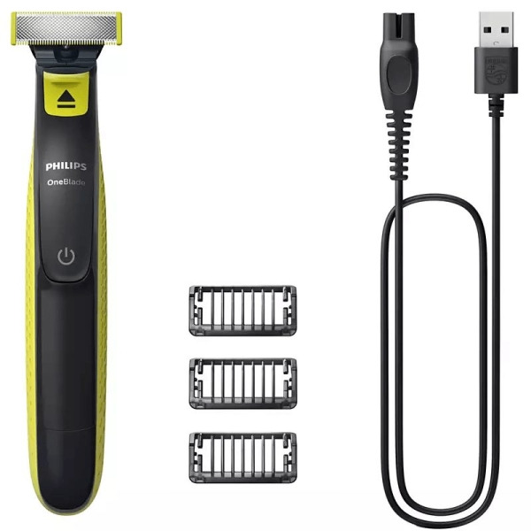 Philips OneBlade 360 QP2724 Recortadora Facial Inalambrica - Cuchilla 360 Flexible para Seguir los Contornos - Peine Guia Ajusta