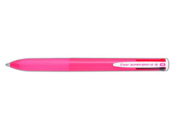 Pilot Boligrafo de Bola Retractil Super Grip G4 - 4 Colores - Punta 1.0mm - Trazo 0.27mm - Cuerpo Rosa