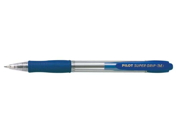 Pilot Boligrafo de Bola Retractil SuperGrip - Punta Redonda 1.0mm - Trazo 0.27mm - Tinta de Aceite - Grip Ergonomico - Color Azu