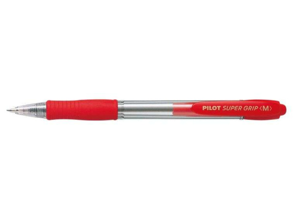 Pilot Boligrafo de Bola Retractil SuperGrip - Punta Redonda 1.0mm - Trazo 0.27mm - Tinta de Aceite - Grip Ergonomico - Color Roj