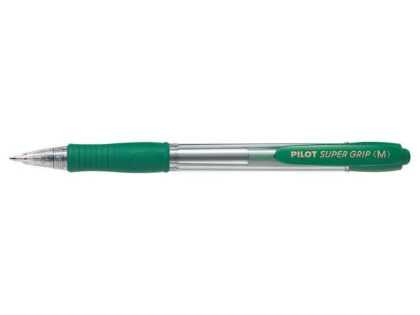 Pilot Boligrafo de Bola Retractil SuperGrip - Punta Redonda 1.0mm - Trazo 0.27mm - Tinta de Aceite - Grip Ergonomico - Color Ver