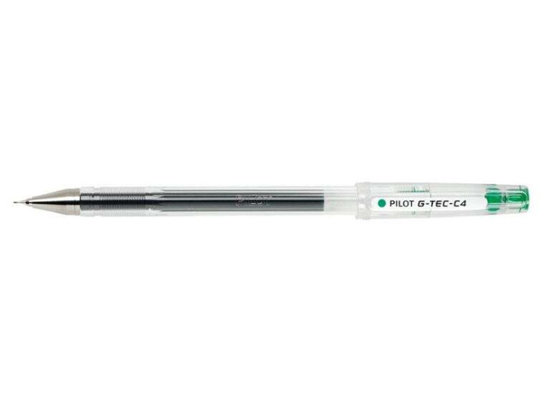 Pilot Boligrafo de Gel G-Tec C4 - Extra Fino - Recargable - Punta de Bola 0.4mm - Trazo 0.2mm - Color Verde