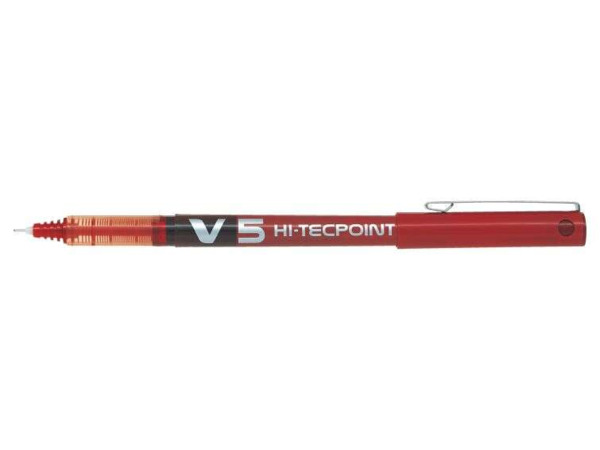 Pilot Boligrafo de Tinta Liquida V5 HI-Tecpoint Rollerball - Punta Fina de Aguja 0.5mm - Trazo 0.3mm - Color Rojo