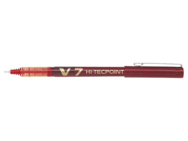 Pilot Boligrafo de tinta liquida V7 HI-Tecpoint Rollerball - Punta fina de aguja 0.7mm - Trazo 0.5mm - Color Rojo