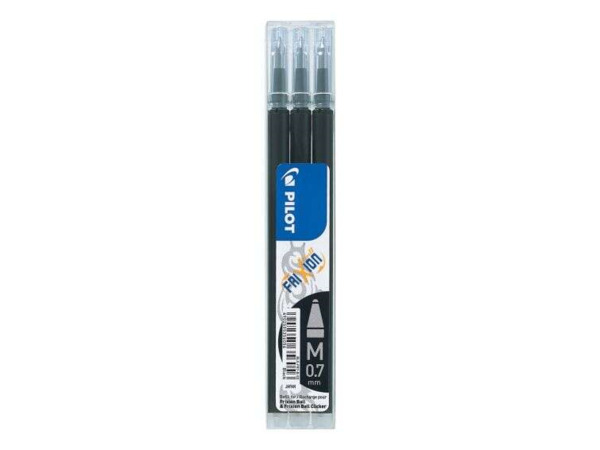 Pilot Pack de 3 Recambios para Frixion Ball / Frixion Clicker - Tinta Gel Borrable - Punta de Bola 0.7mm - Trazo 0.4mm - Color N