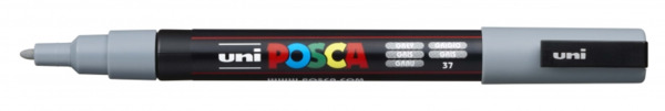 Posca PC-3M Marcador de Pintura - Punta Conica de Poliester 0.9-1.3mm - Tinta Base al Agua - Resistente a la Luz - Color Gris