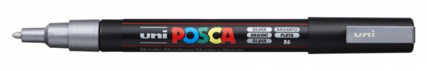 Posca PC-3M Marcador de Pintura - Punta Conica de Poliester 0.9-1.3mm - Tinta Base al Agua - Resistente a la Luz - Color Plata