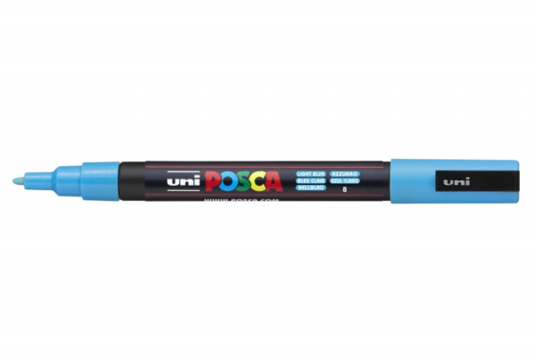 Posca PC-3M Marcador de Pintura - Punta de Poliester Conica 0.9-1.3mm - Tinta Base al Agua - Resistente a la Luz - Color Azul Cl