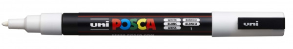 Posca PC-3M Marcador de Pintura - Punta de Poliester Conica 0.9-1.3mm - Tinta Base al Agua - Resistente a la Luz - Color Blanco