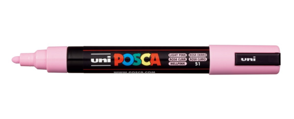 Posca PC-5M Marcador de Pintura - Punta de Bala 1.8-2.5mm - Tinta Base al Agua - Resistente a la Luz - Color Rosa Claro