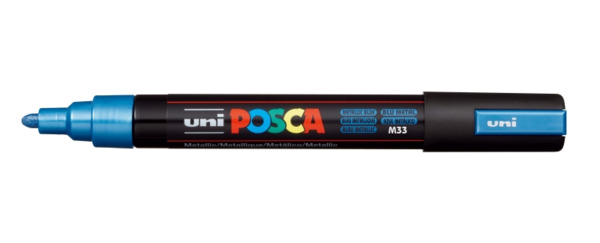 Posca PC-5M Marcador de Pintura - Punta de Bala 1.8-2.5mm - Tinta Base al Agua - Resistente a la Luz - No Permanente - Color Azu