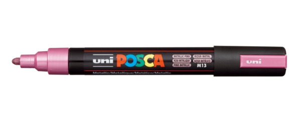 Posca PC-5M Marcador de Pintura - Punta de Poliester 1.8-2.5mm - Tinta Base al Agua - Resistente a la Luz - Color Rosa Metálico