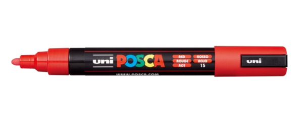 Posca PC-5M Marcador de Pintura - Punta de Poliester 1.8-2.5mm - Tinta Base al Agua - Resistente a la Luz - No Permanente - Colo