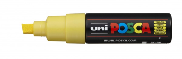 Posca PC-8K Marcador de Pintura - Punta Biselada Acrilica 8mm - Tinta Base al Agua - Resistente a la Luz - No Permanente - Color